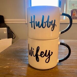 Hubby and Wifey White Ceramic Mug Set